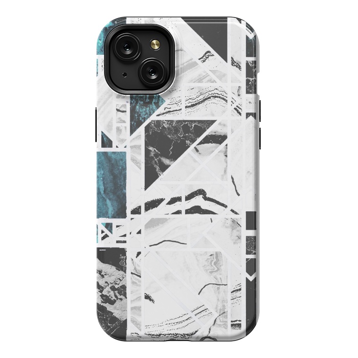 iPhone 15 Plus StrongFit Ink brushed marble tiles by Oana 