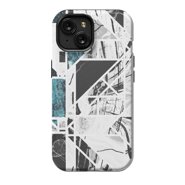 iPhone 15 StrongFit Ink brushed marble tiles by Oana 