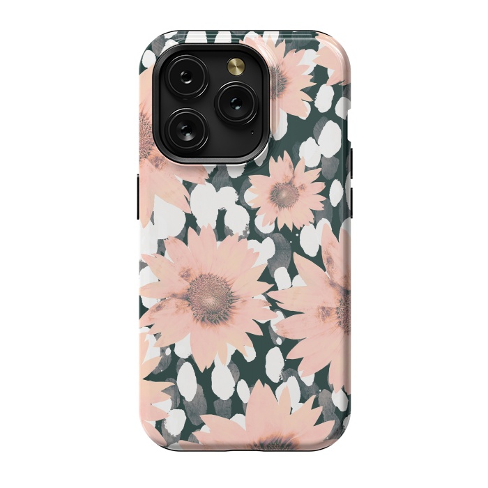 iPhone 15 Pro StrongFit Pink flower petals and paint dots by Oana 