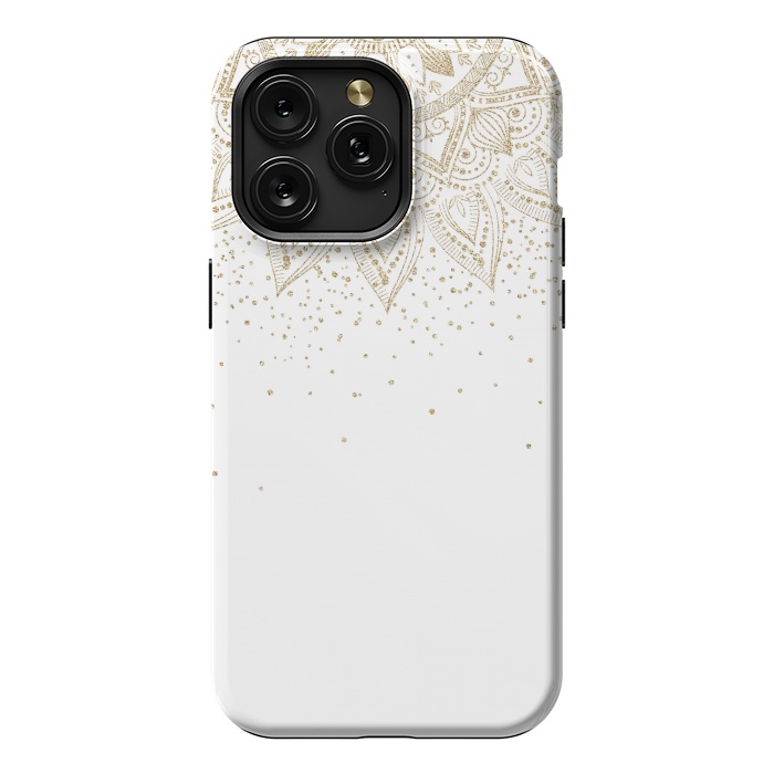 iPhone 15 Pro Max StrongFit Elegant Gold Mandala Confetti Design by InovArts