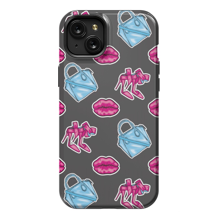 iPhone 15 Plus StrongFit Beautiful background of the lips shoes and bags by ArtsCase