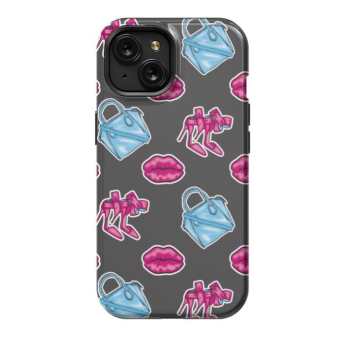 iPhone 15 StrongFit Beautiful background of the lips shoes and bags by ArtsCase