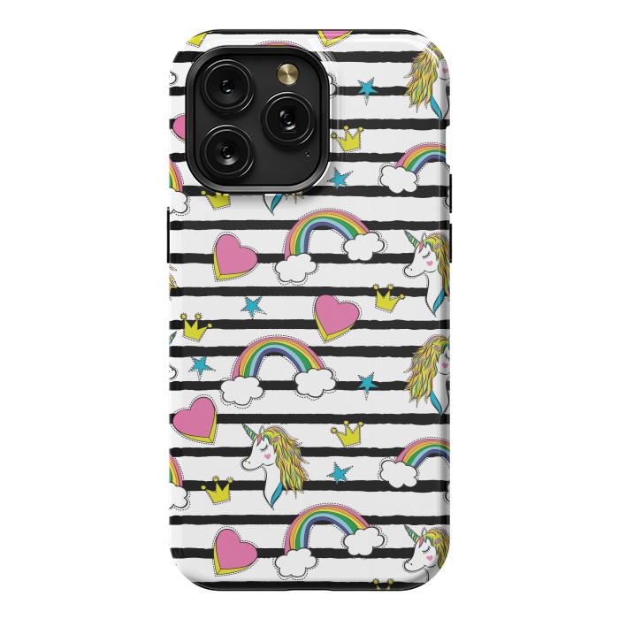 iPhone 15 Pro Max StrongFit Unicorns Rainbows and Hearts by ArtsCase