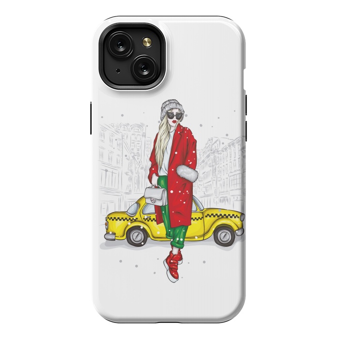 iPhone 15 Plus StrongFit Taxi and the city by ArtsCase