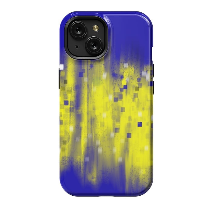 iPhone 15 StrongFit Color blue yellow abstract art by Josie