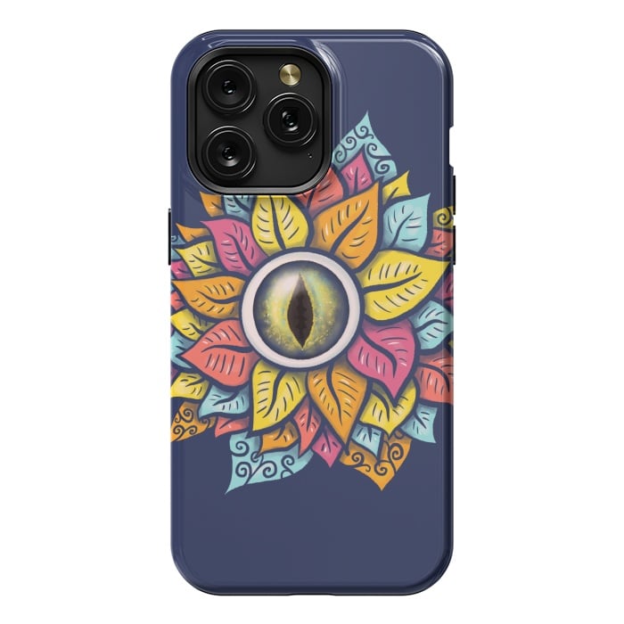 iPhone 15 Pro Max StrongFit Colorful Reptile Eye Flower Fun Weird Digital Art by Boriana Giormova