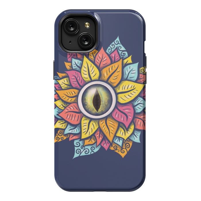 iPhone 15 Plus StrongFit Colorful Reptile Eye Flower Fun Weird Digital Art by Boriana Giormova