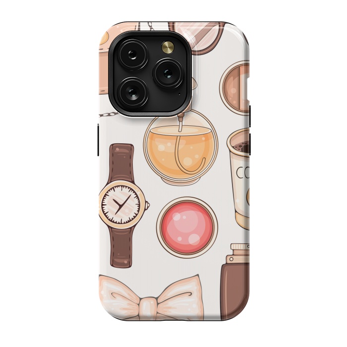 iPhone 15 Pro StrongFit Fashion set of Woman's Accessories and Cosmetics by ArtsCase