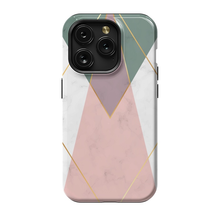 iPhone 15 Pro StrongFit Fashion Marble Design with golden lines by ArtsCase