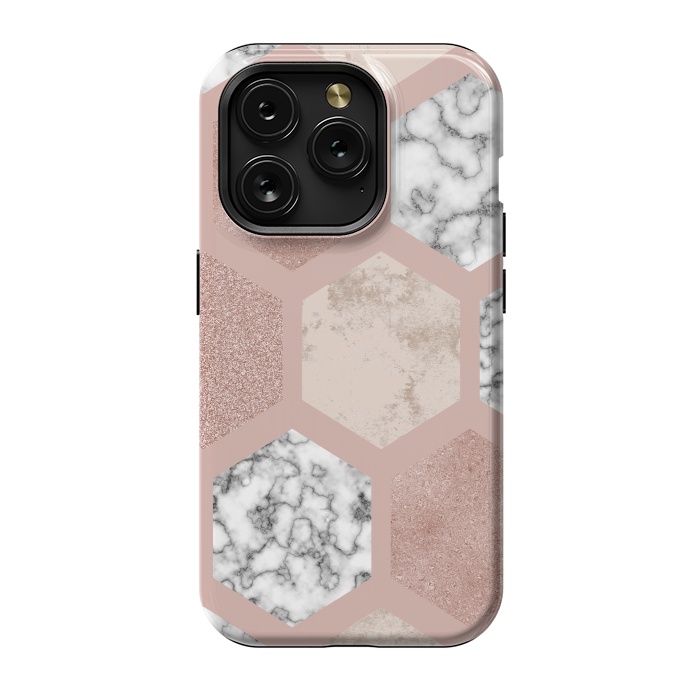 iPhone 15 Pro StrongFit Marble Geometrical abstract design by ArtsCase