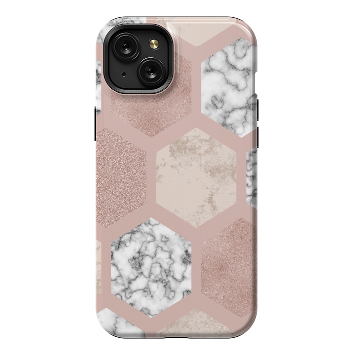 iPhone 15 Plus StrongFit Marble Geometrical abstract design by ArtsCase