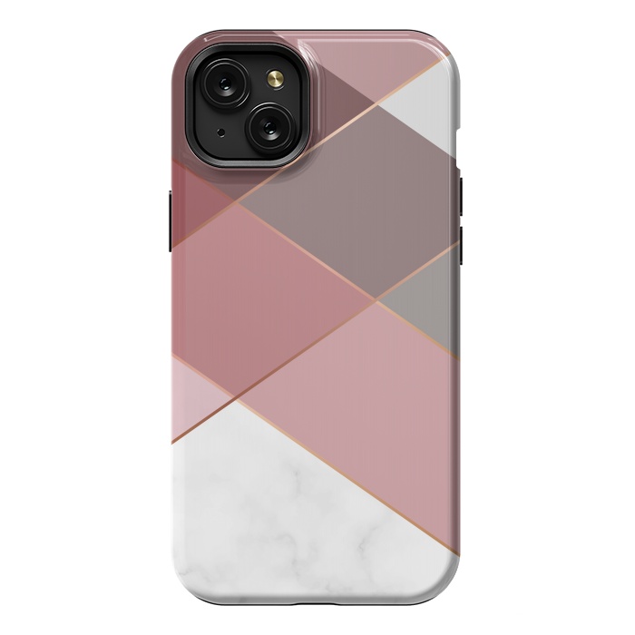 iPhone 15 Plus StrongFit Marble Pattern Polygonal Lines by ArtsCase