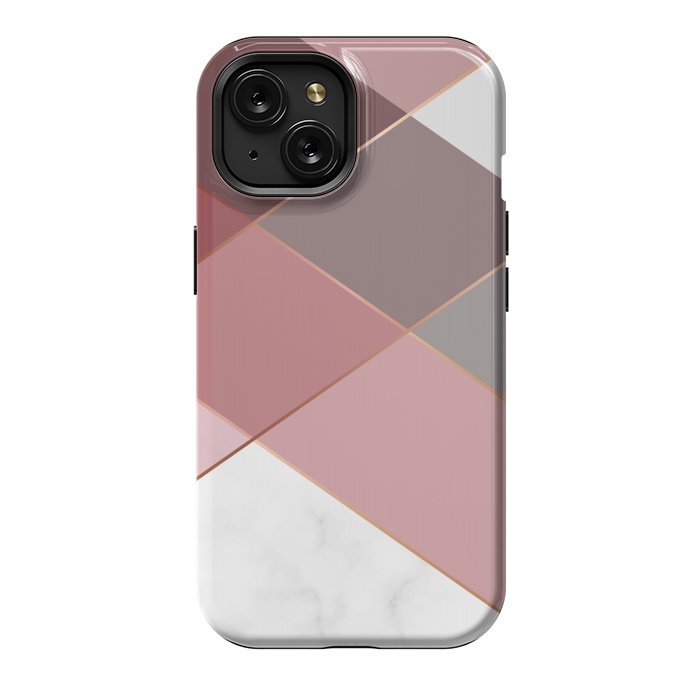 iPhone 15 StrongFit Marble Pattern Polygonal Lines by ArtsCase