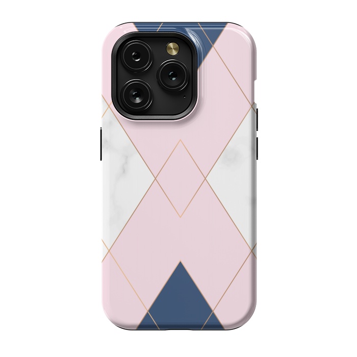 iPhone 15 Pro StrongFit Triangles on marbled design by ArtsCase