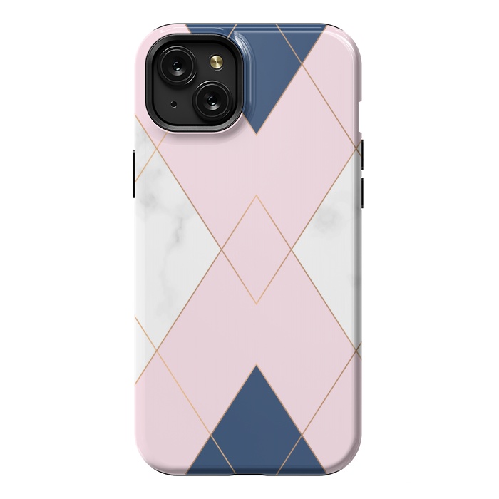 iPhone 15 Plus StrongFit Triangles on marbled design by ArtsCase