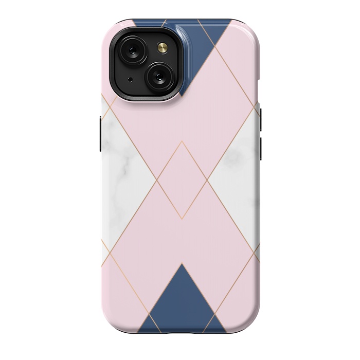 iPhone 15 StrongFit Triangles on marbled design by ArtsCase