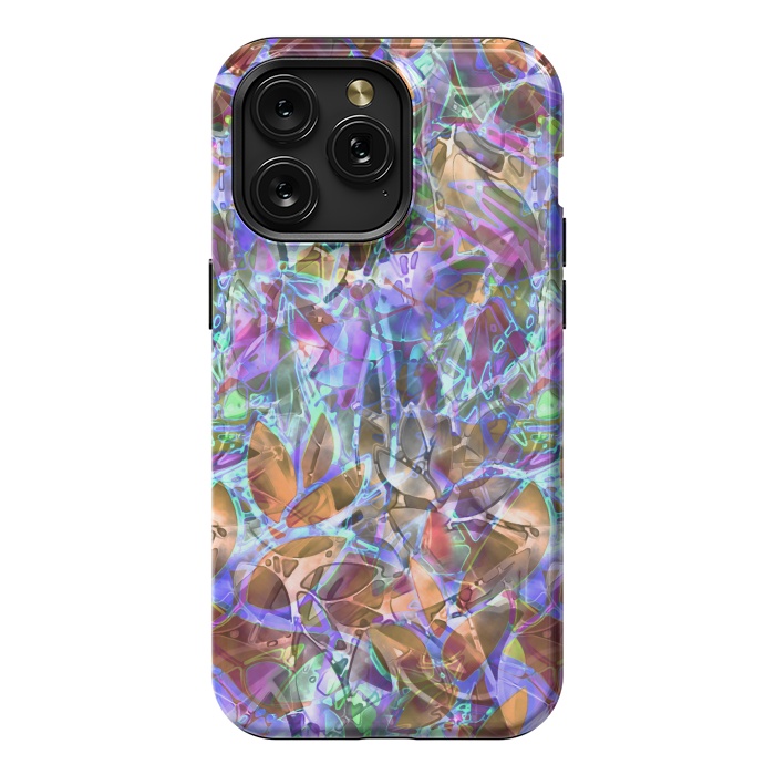 iPhone 15 Pro Max StrongFit Floral Abstract Stained Glass G268 by Medusa GraphicArt