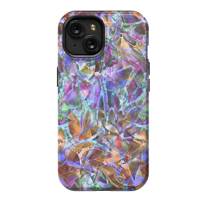 iPhone 15 StrongFit Floral Abstract Stained Glass G268 by Medusa GraphicArt