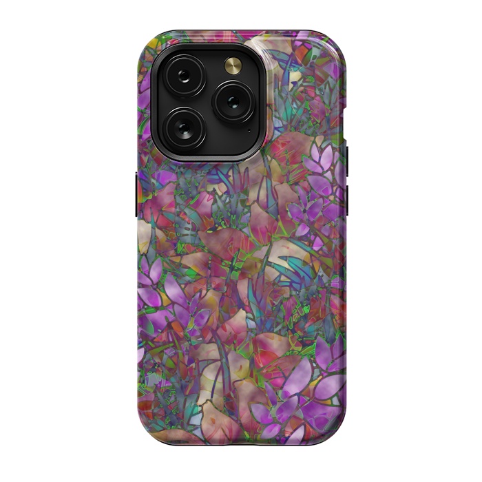 iPhone 15 Pro StrongFit Floral Abstract Stained Glass G175 by Medusa GraphicArt
