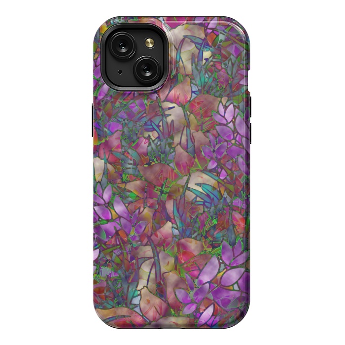 iPhone 15 Plus StrongFit Floral Abstract Stained Glass G175 by Medusa GraphicArt