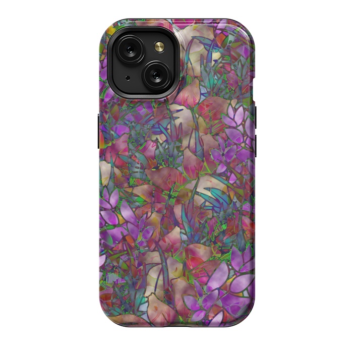 iPhone 15 StrongFit Floral Abstract Stained Glass G175 by Medusa GraphicArt