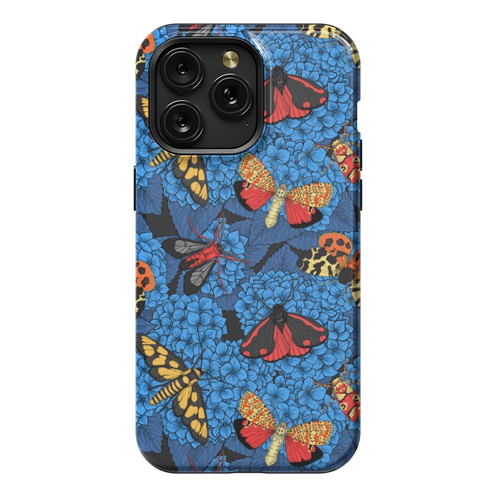 iPhone 15 Pro Max StrongFit Moths on blue hydrangea by Katerina Kirilova