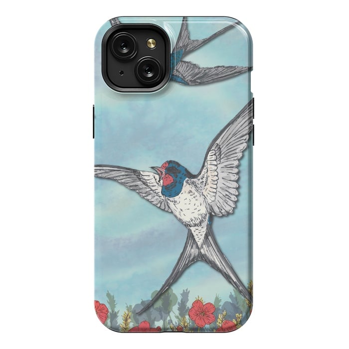 iPhone 15 Plus StrongFit Summer Swallows by Lotti Brown