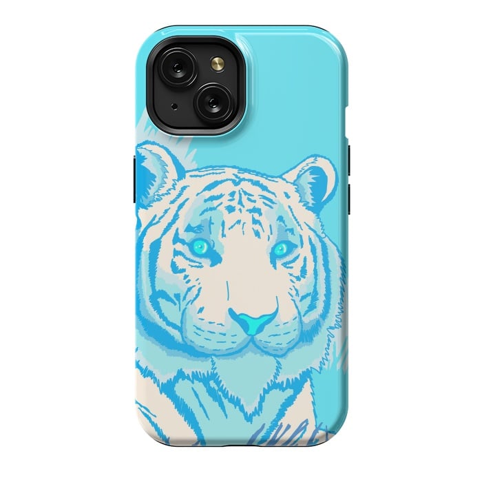 iPhone 15 StrongFit The blue tiger by Steve Wade (Swade)