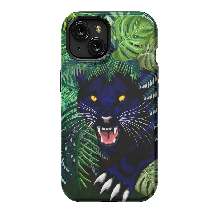 iPhone 15 StrongFit Black Panther Spirit coming out from the Jungle by BluedarkArt