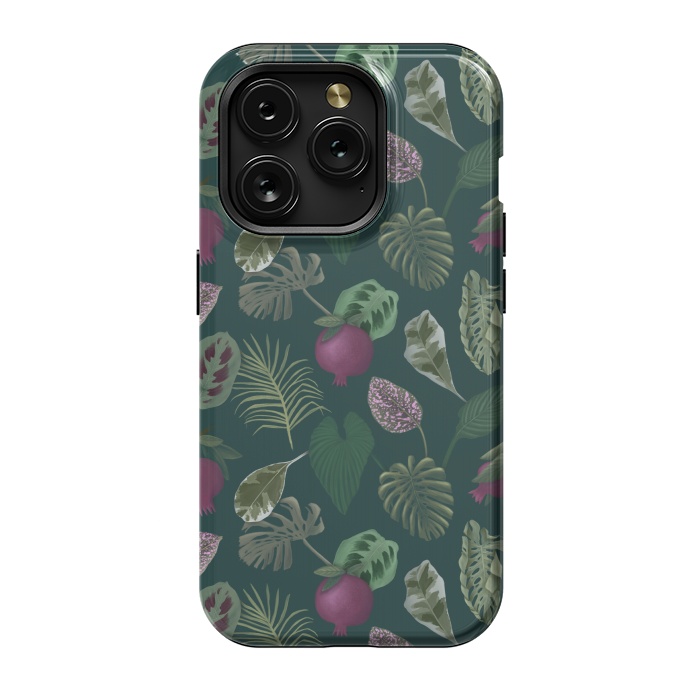 iPhone 15 Pro StrongFit Pomegranates & Palm Leaves by Tishya Oedit