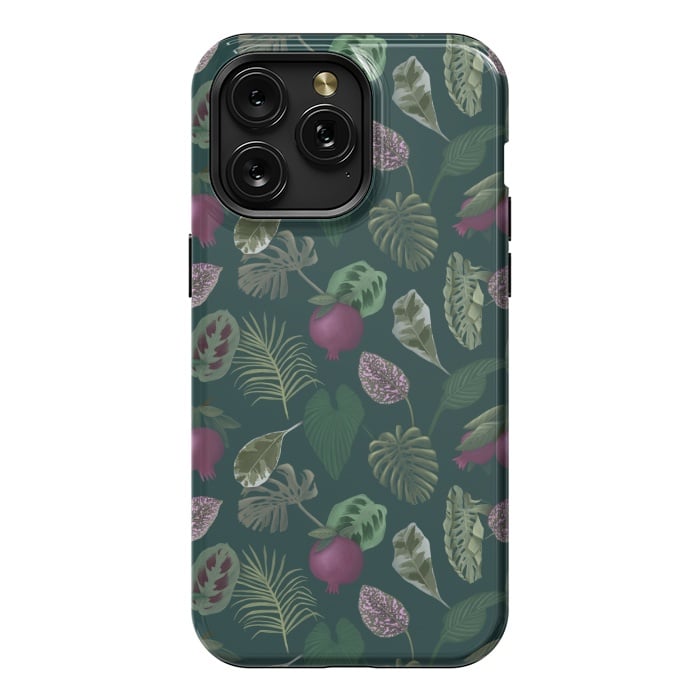 iPhone 15 Pro Max StrongFit Pomegranates & Palm Leaves by Tishya Oedit