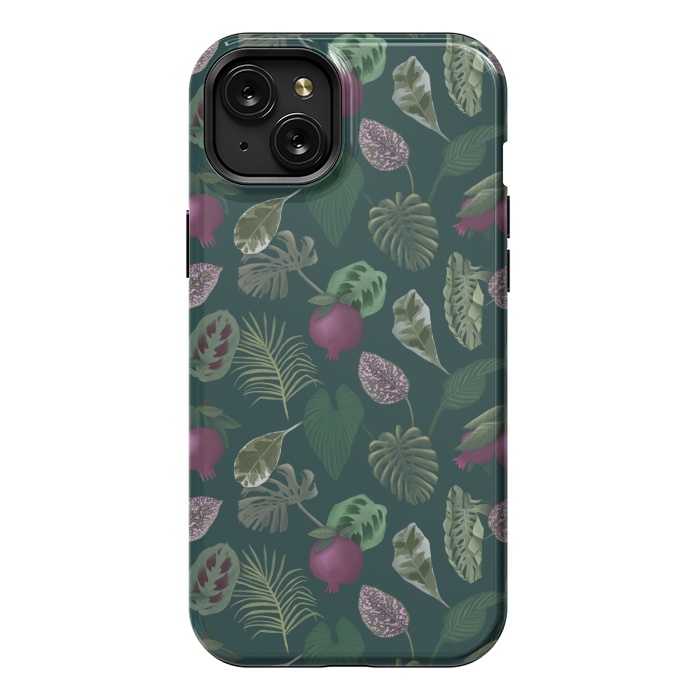 iPhone 15 Plus StrongFit Pomegranates & Palm Leaves by Tishya Oedit