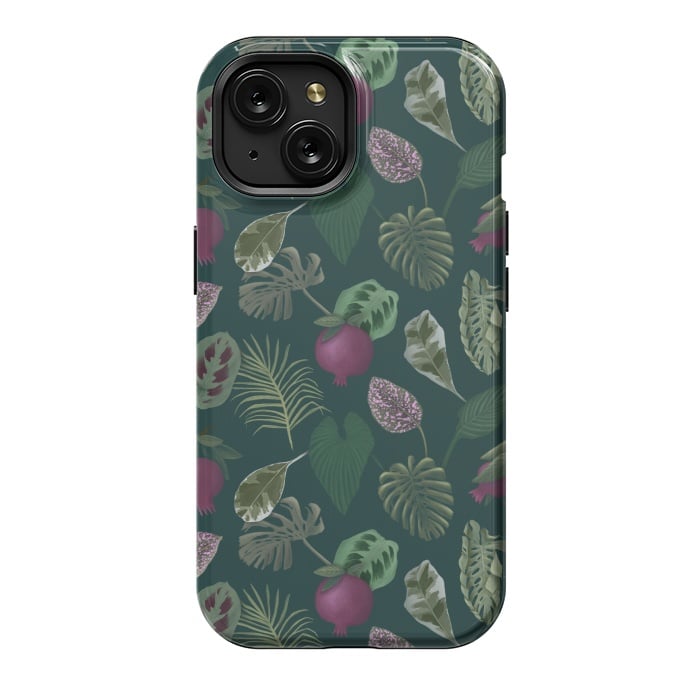 iPhone 15 StrongFit Pomegranates & Palm Leaves by Tishya Oedit