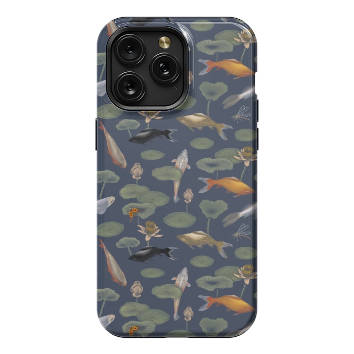 iPhone 15 Pro Max StrongFit Water Lilies & Koi Fish by Tishya Oedit