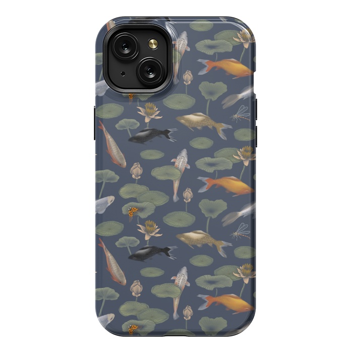 iPhone 15 Plus StrongFit Water Lilies & Koi Fish by Tishya Oedit