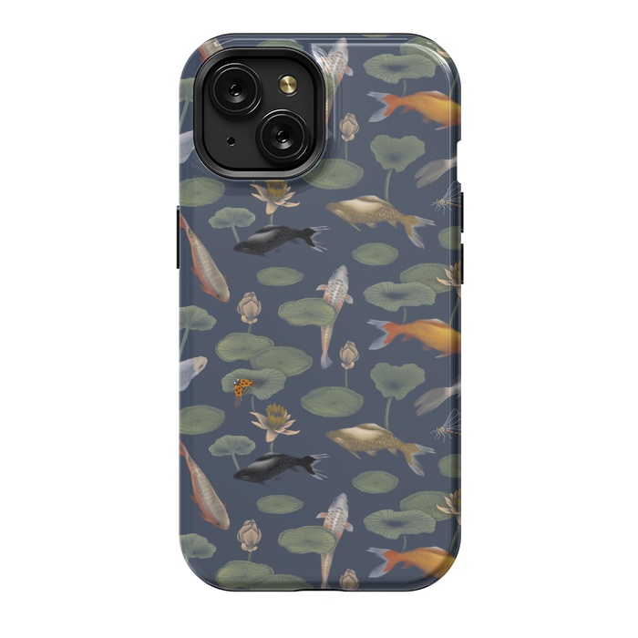 iPhone 15 StrongFit Water Lilies & Koi Fish by Tishya Oedit
