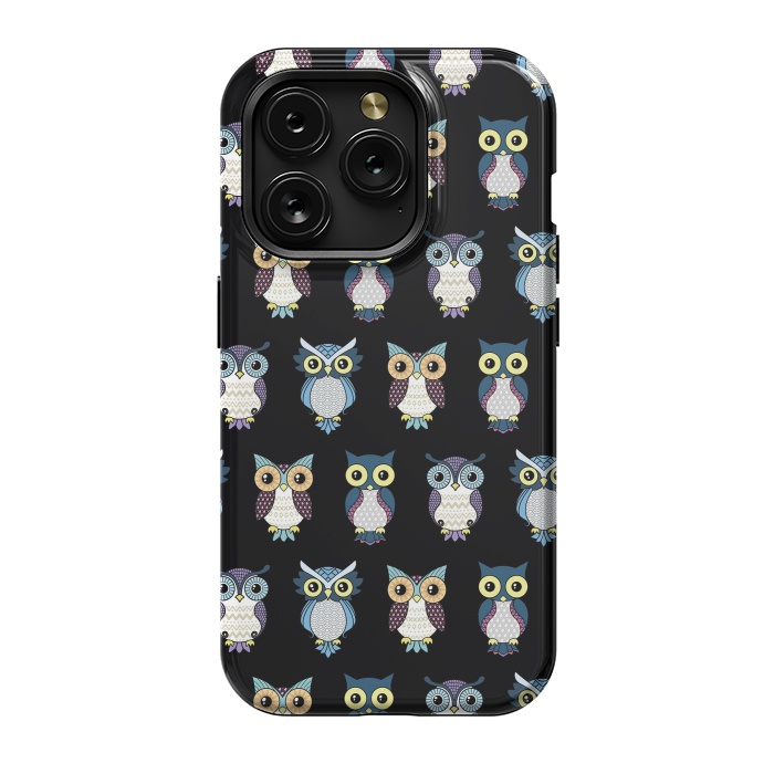 iPhone 15 Pro StrongFit Owls pattern by Laura Nagel