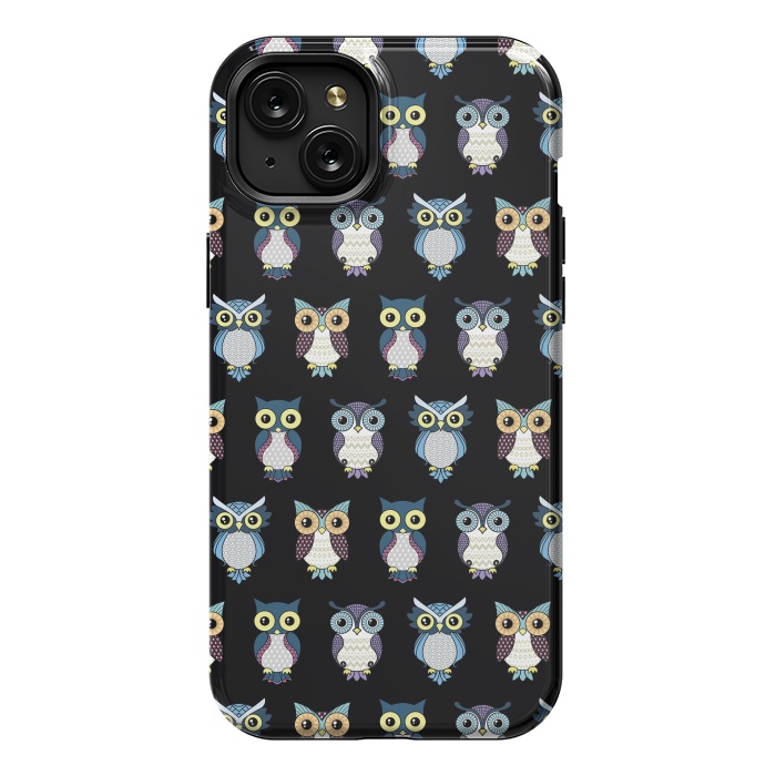 iPhone 15 Plus StrongFit Owls pattern by Laura Nagel
