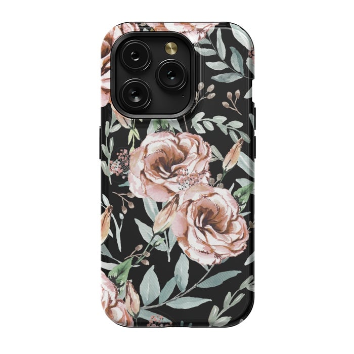 iPhone 15 Pro StrongFit Floral Explosion Black by Anis Illustration