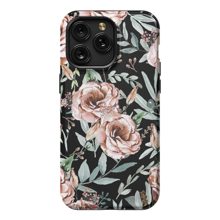 iPhone 15 Pro Max StrongFit Floral Explosion Black by Anis Illustration