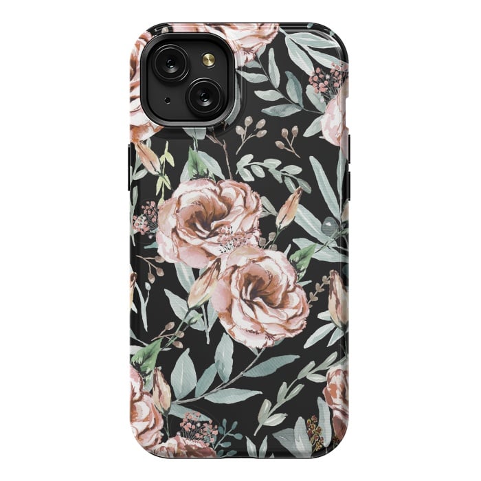 iPhone 15 Plus StrongFit Floral Explosion Black by Anis Illustration