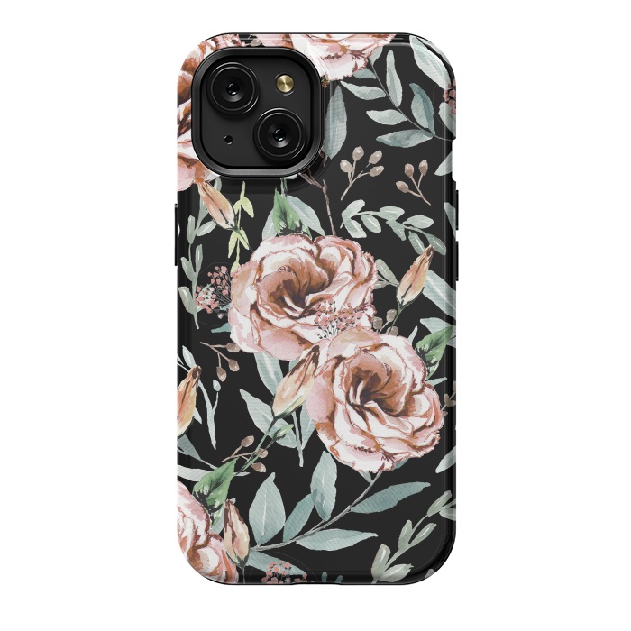 iPhone 15 StrongFit Floral Explosion Black by Anis Illustration
