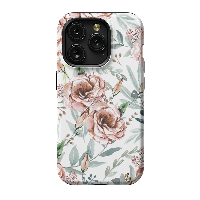 iPhone 15 Pro StrongFit Floral Explosion White by Anis Illustration