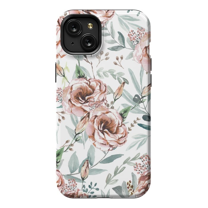 iPhone 15 Plus StrongFit Floral Explosion White by Anis Illustration