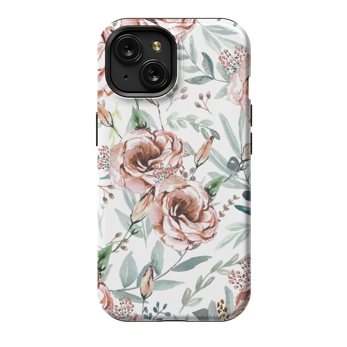iPhone 15 StrongFit Floral Explosion White by Anis Illustration