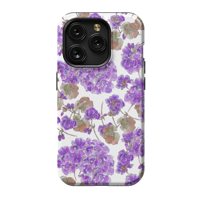 iPhone 15 Pro StrongFit Purple Geranium by Anis Illustration
