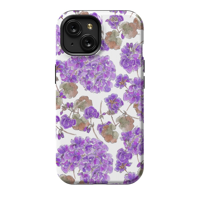 iPhone 15 StrongFit Purple Geranium by Anis Illustration