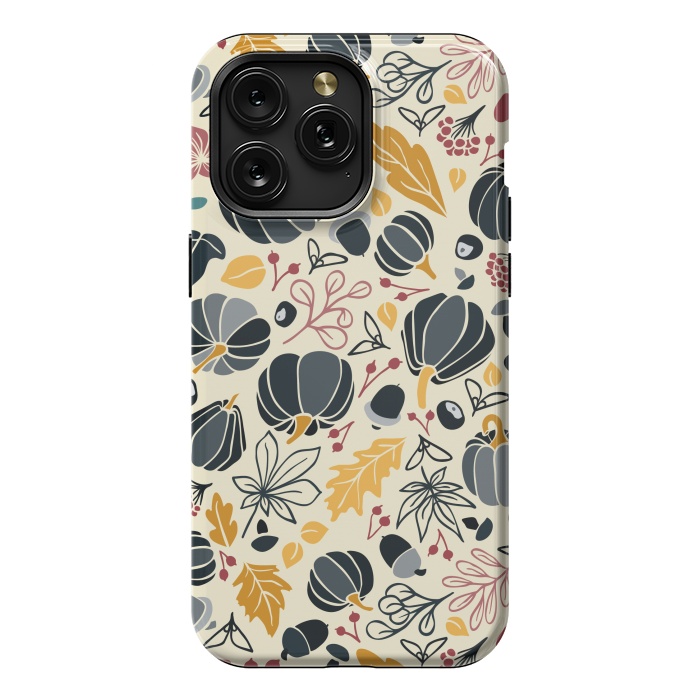 iPhone 15 Pro Max StrongFit Fall Fruits in Navy and Yellow by Paula Ohreen