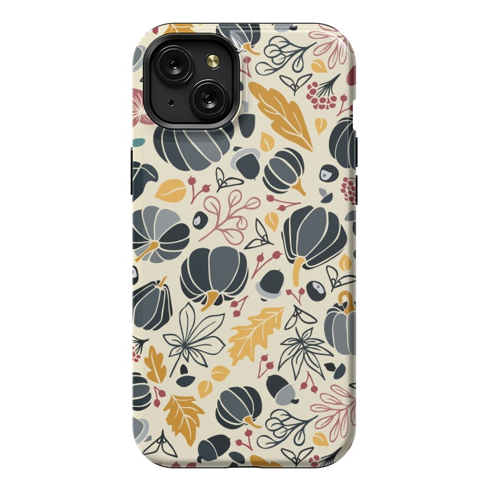 iPhone 15 Plus StrongFit Fall Fruits in Navy and Yellow by Paula Ohreen