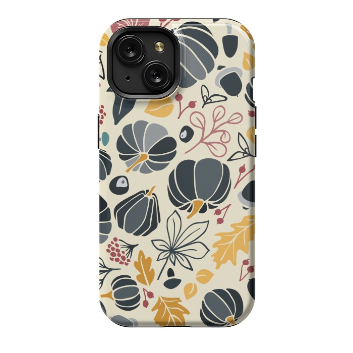 iPhone 15 StrongFit Fall Fruits in Navy and Yellow by Paula Ohreen